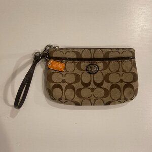 Coach Wristlet Wallet in Tan and Caramel with Signature Coach Logo